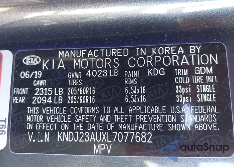 2020 Kia Soul Lx/X Line/S from USA, damaged, VIN KNDJ23AUXL7077682